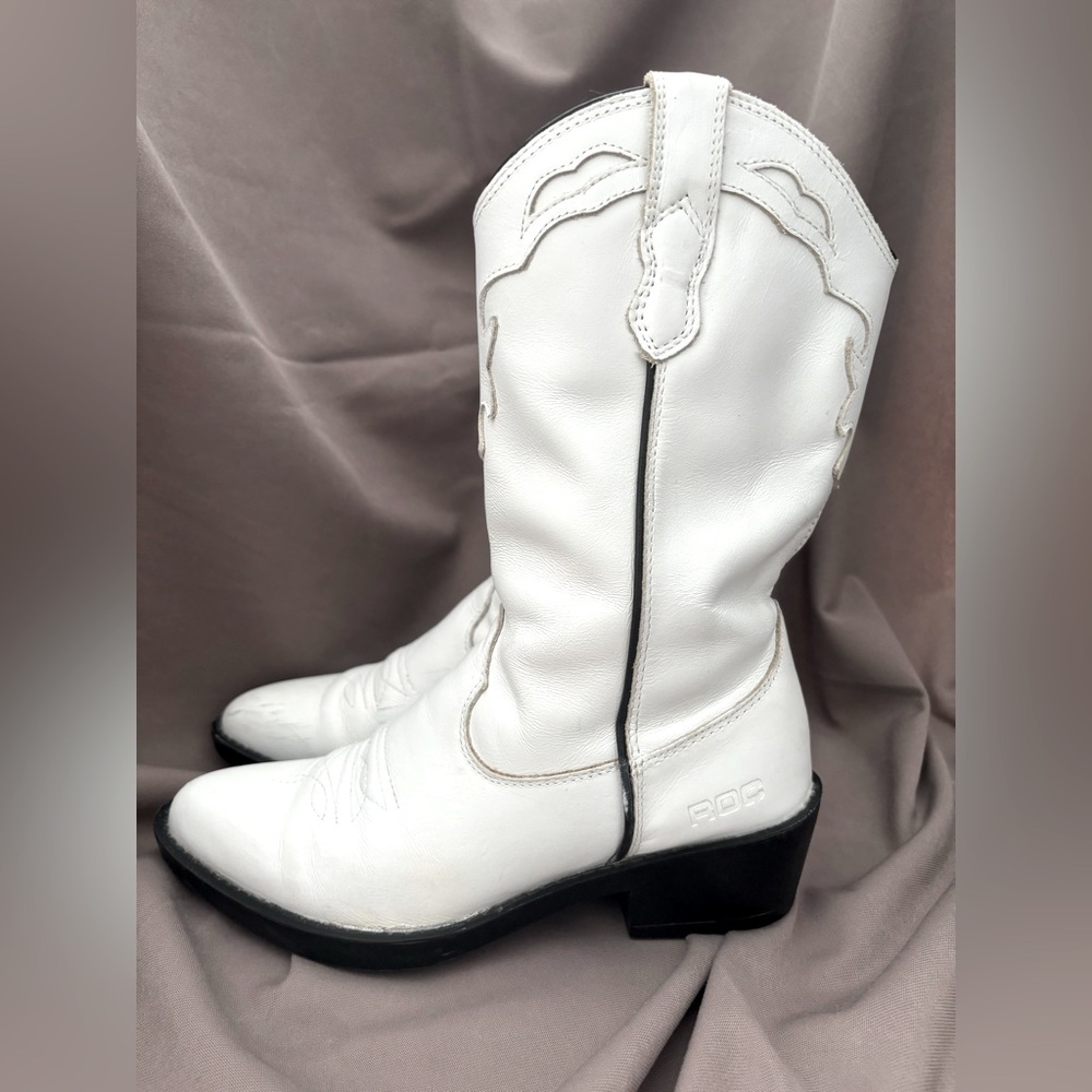 ROC BOOT AUSTRALIA LEATHER INDIO WESTERN SNIP TOE VAMP STITCHING SIDE PULL SZ 6 - Picture 3 of 16